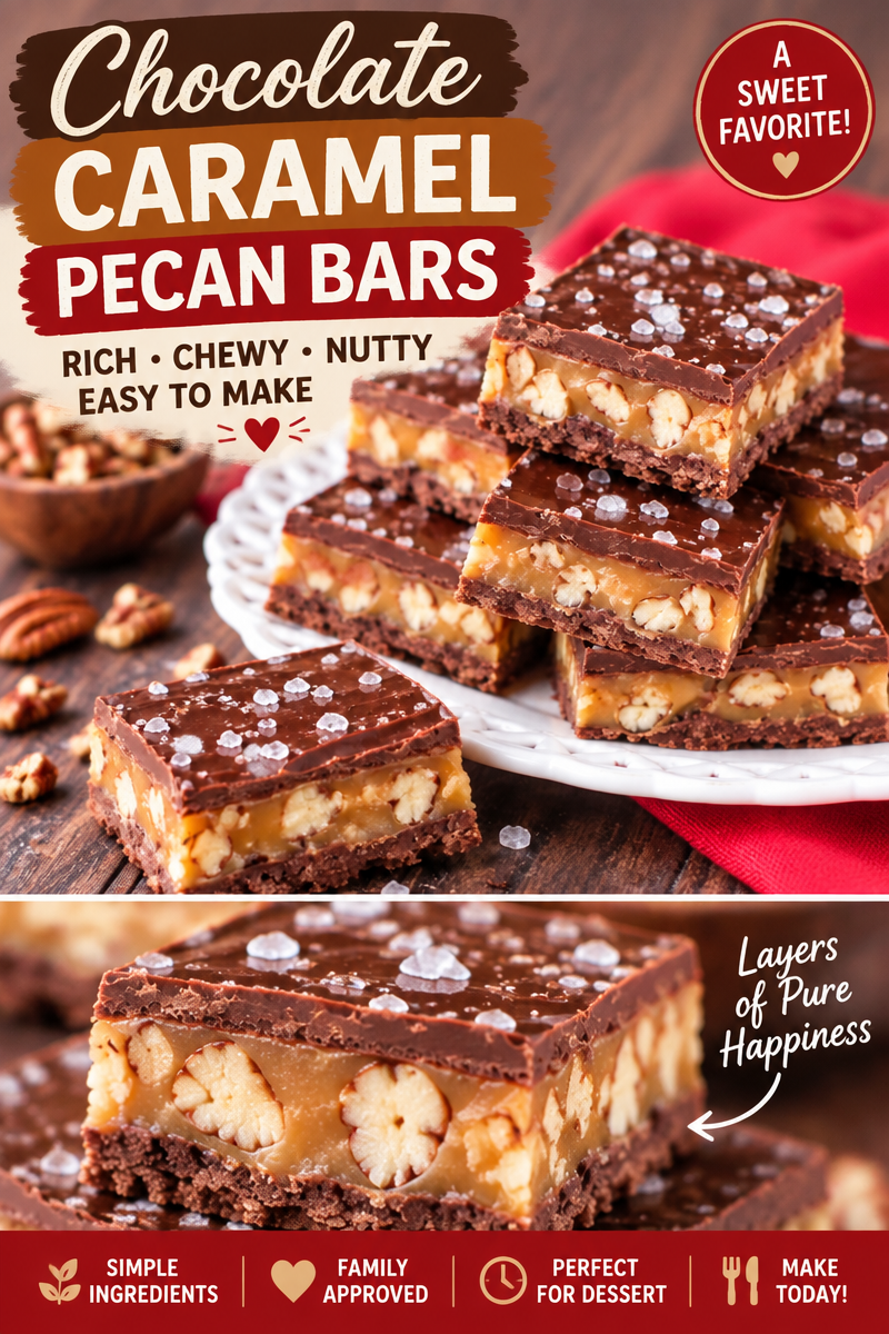 Easy Turtle Bars Recipe — Chocolate Pecan