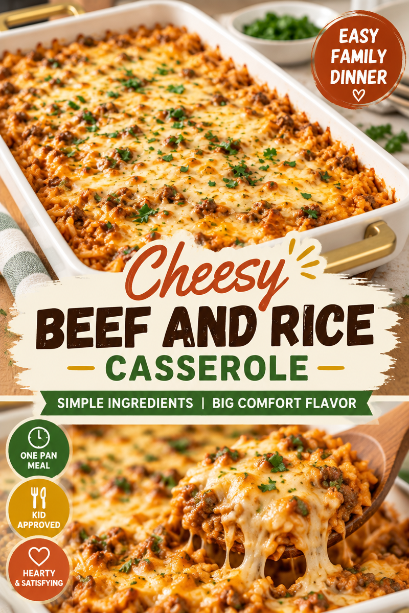 Easy Hamburger Rice Casserole — Cheesy Ground Beef
