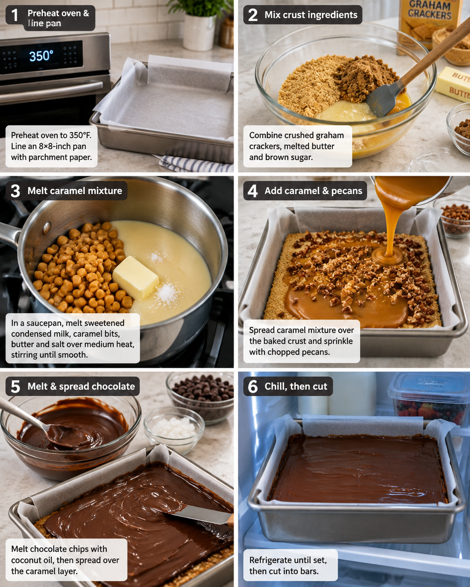 Easy Turtle Bars Recipe — Chocolate Pecan