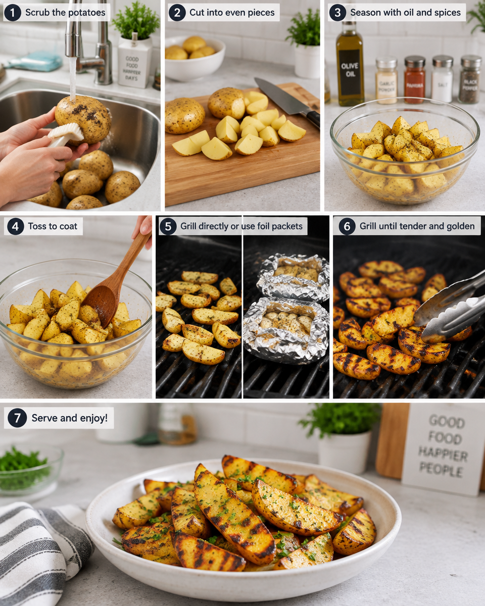 Easy Grilled Potatoes Recipe — Foil and Wedges