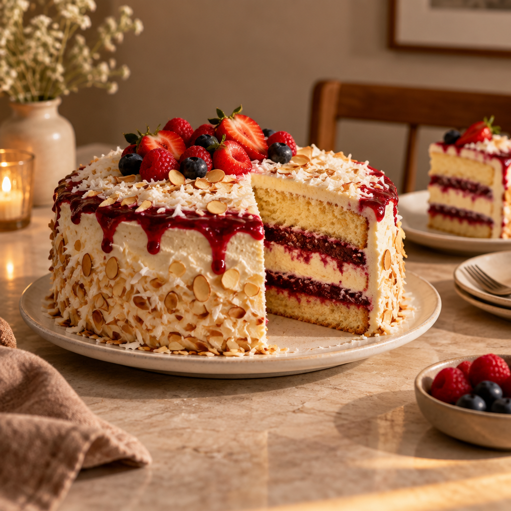 Coconut Almond Mascarpone Cake