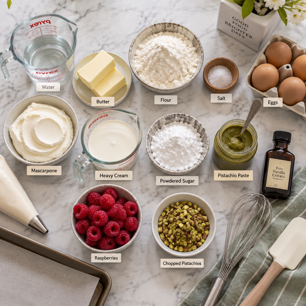 Delicious Pistachio Mascarpone Choux Wreath Recipe to Impress!