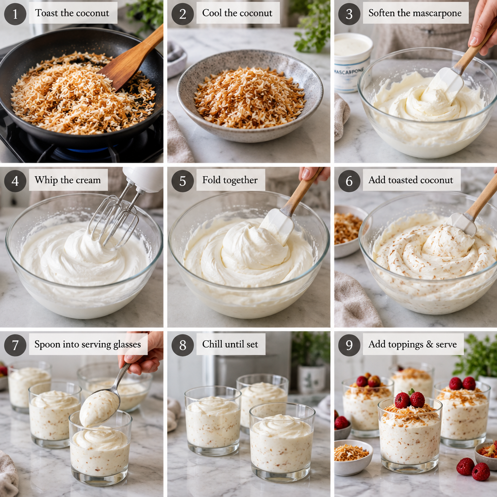 Toasted Coconut Mascarpone Mousse Bliss: A Tropical Delight 9 Toasted Coconut Mascarpone Mousse