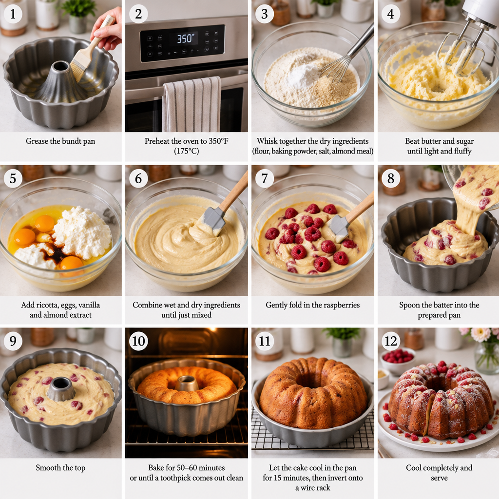 Raspberry Almond Ricotta Bundt Cake