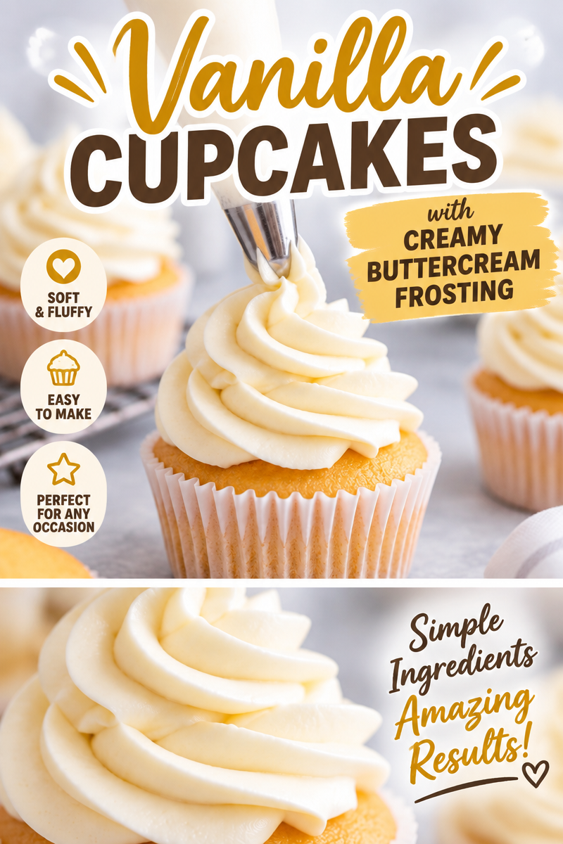 Easy Vanilla Cupcakes Recipe — Fluffy Buttercream