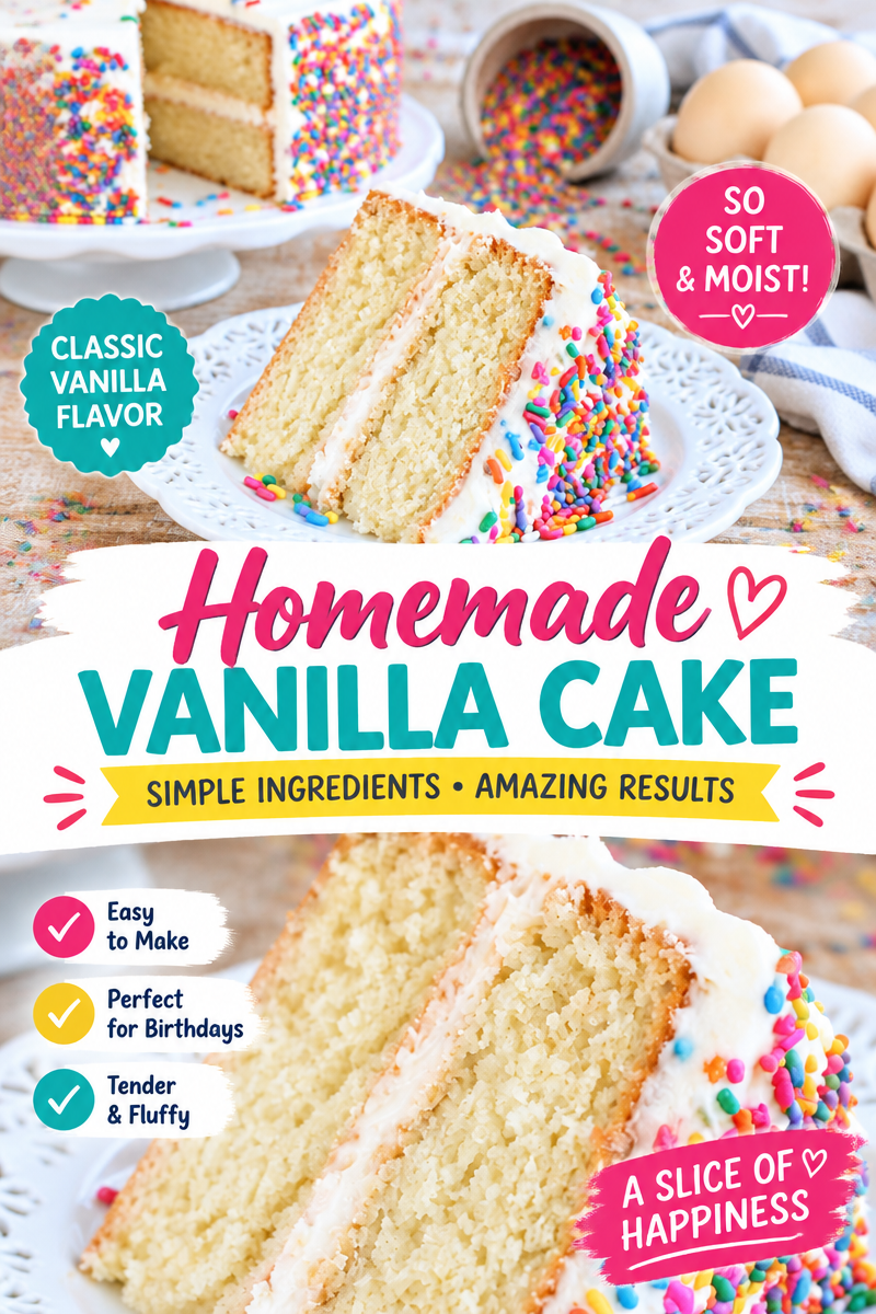 Easy Vanilla Cake Recipe — Moist Birthday Cake