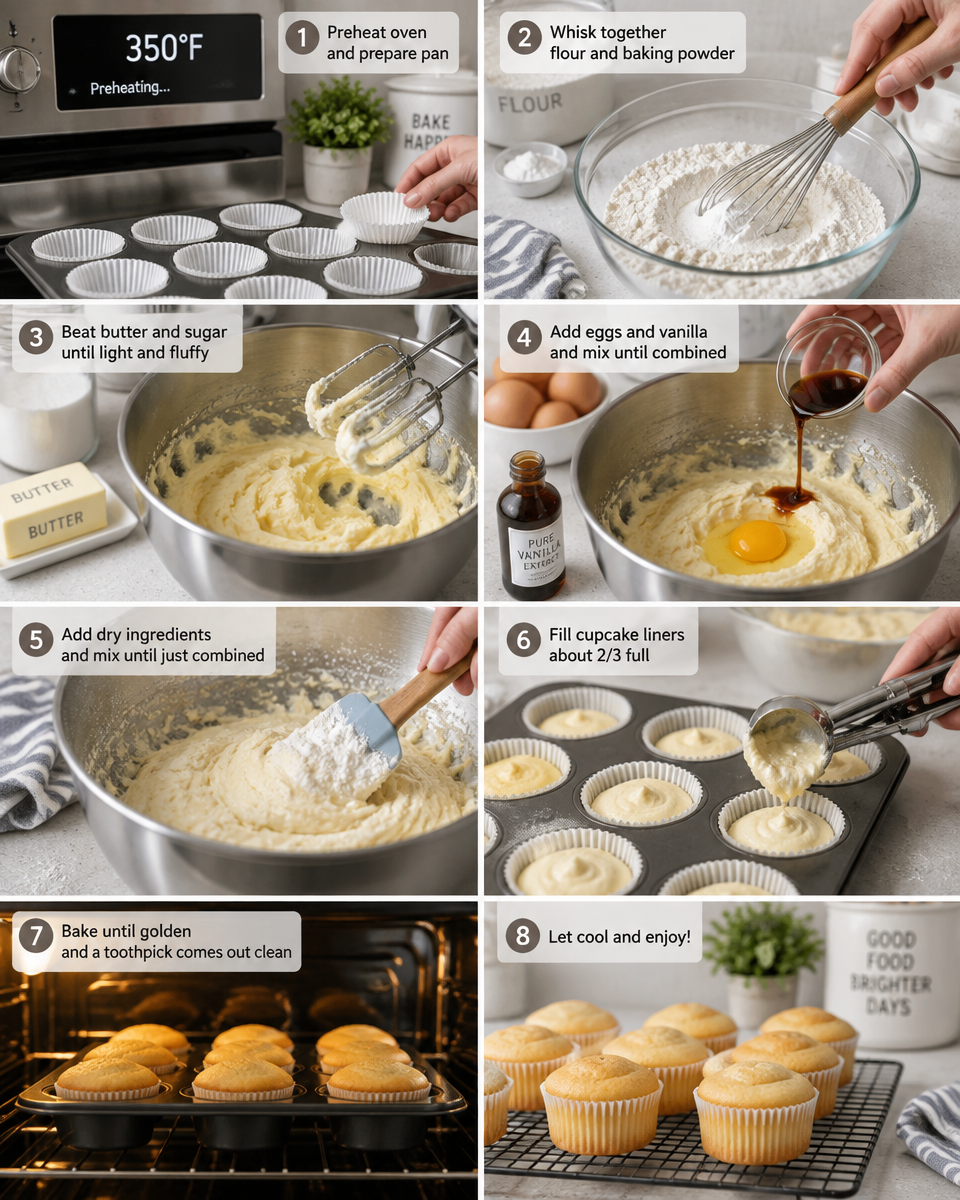 Easy Vanilla Cupcakes Recipe — Fluffy Buttercream
