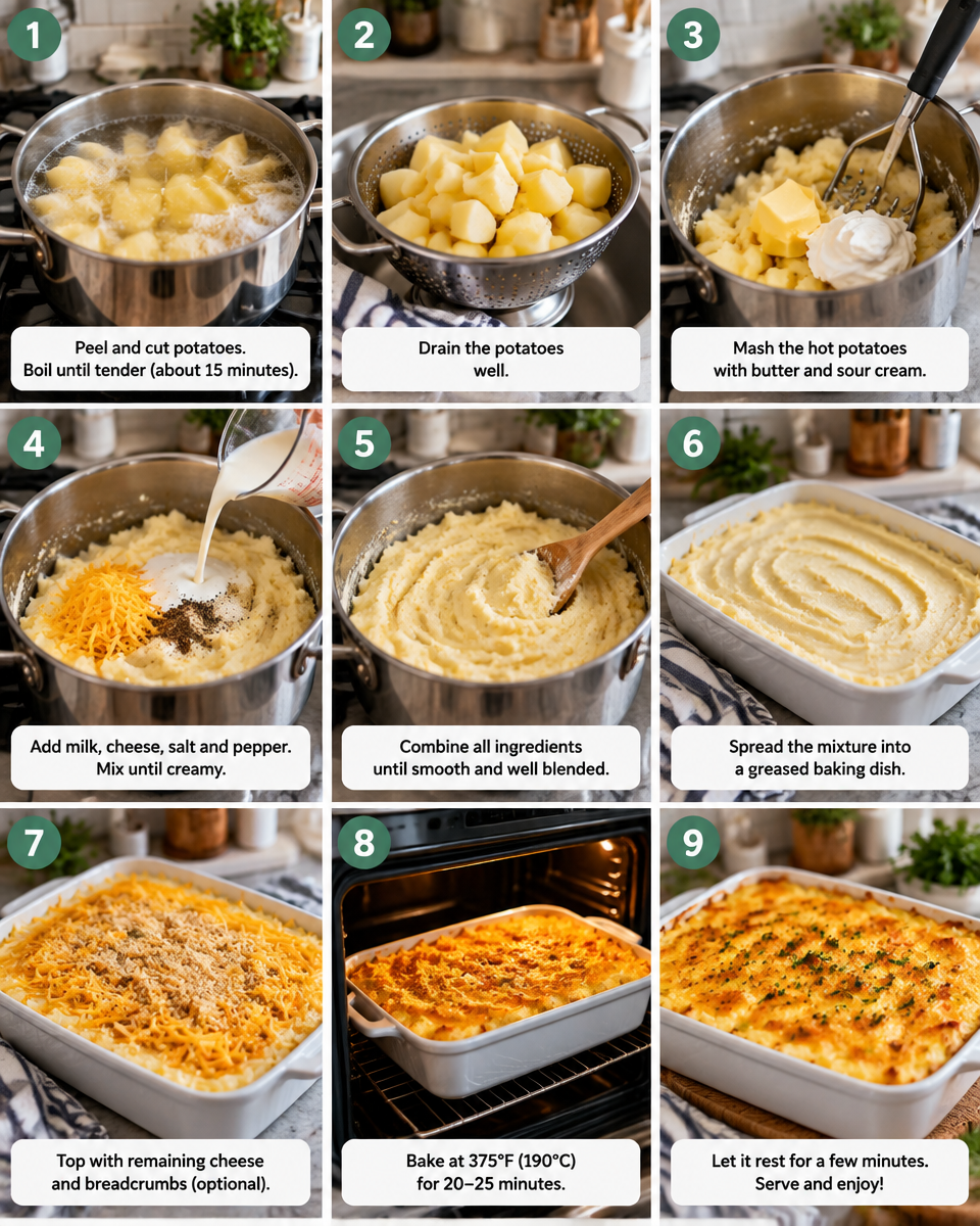 Easy Mashed Potato Casserole — Loaded and Cheesy