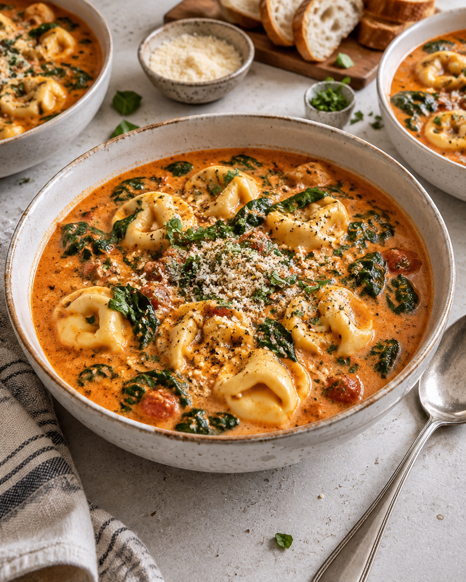 Easy Tortellini Soup Recipe — Creamy Spinach