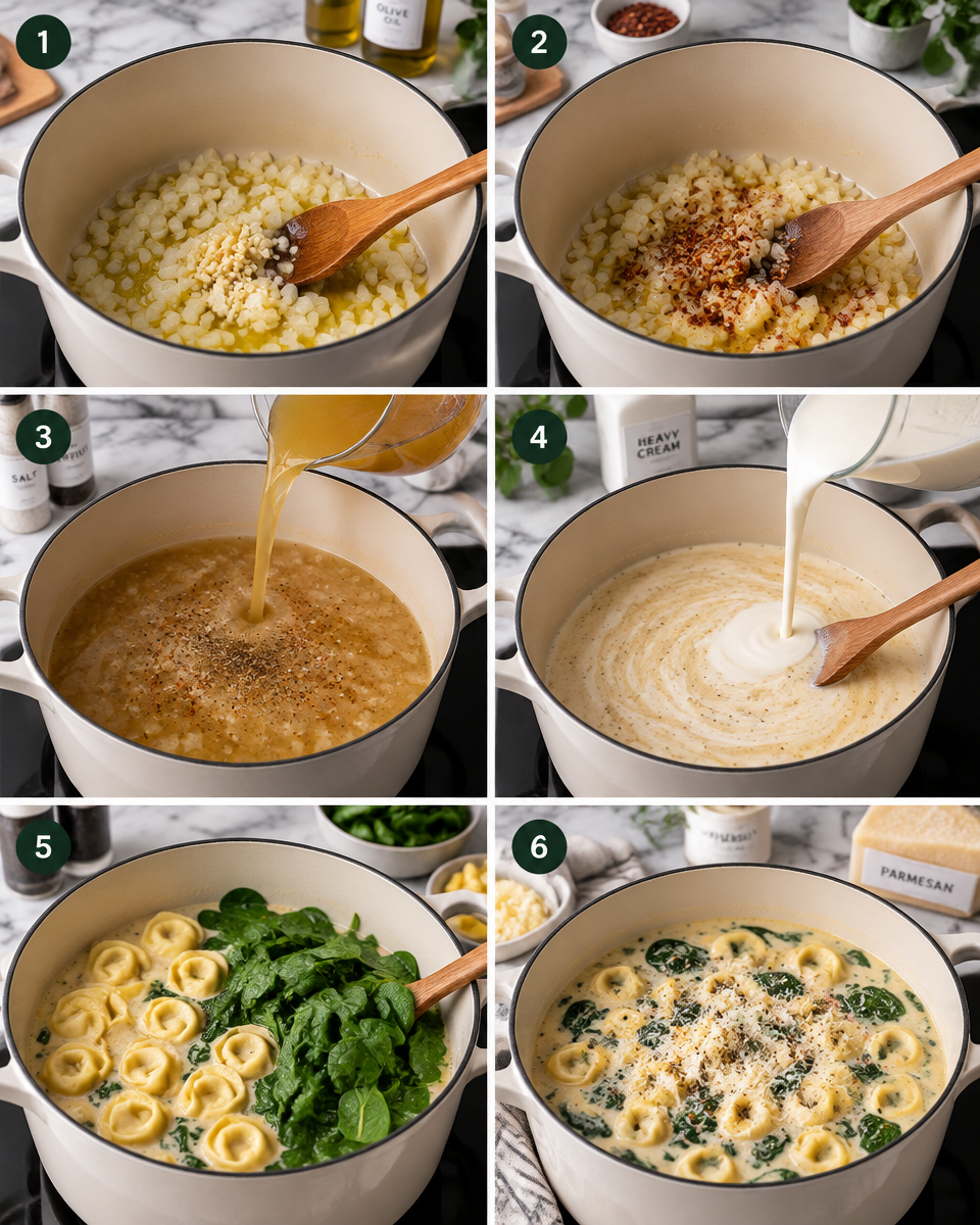Easy Tortellini Soup Recipe — Creamy Spinach