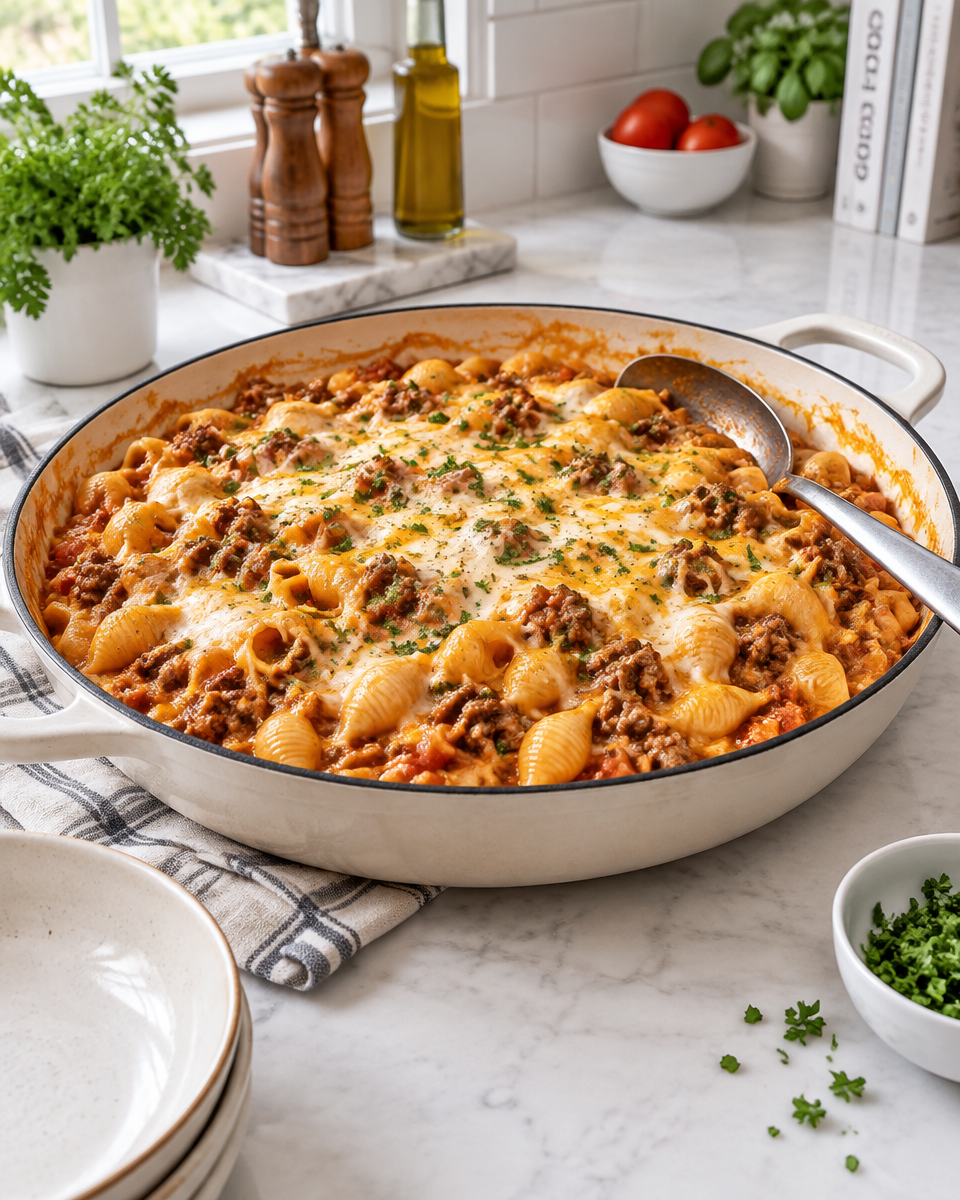 Easy Creamy Beef and Shells Recipe