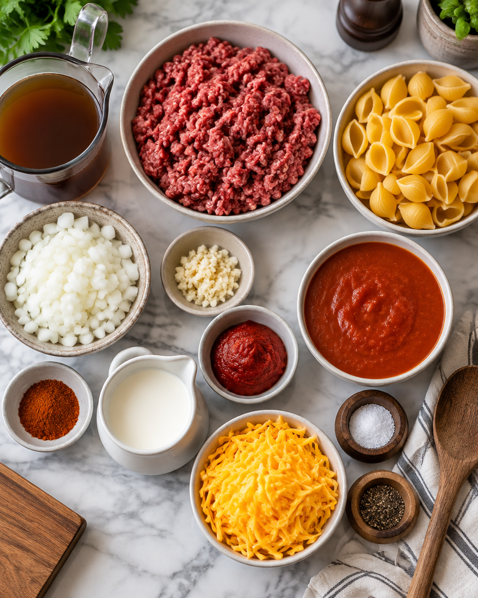 Easy Creamy Beef and Shells Recipe