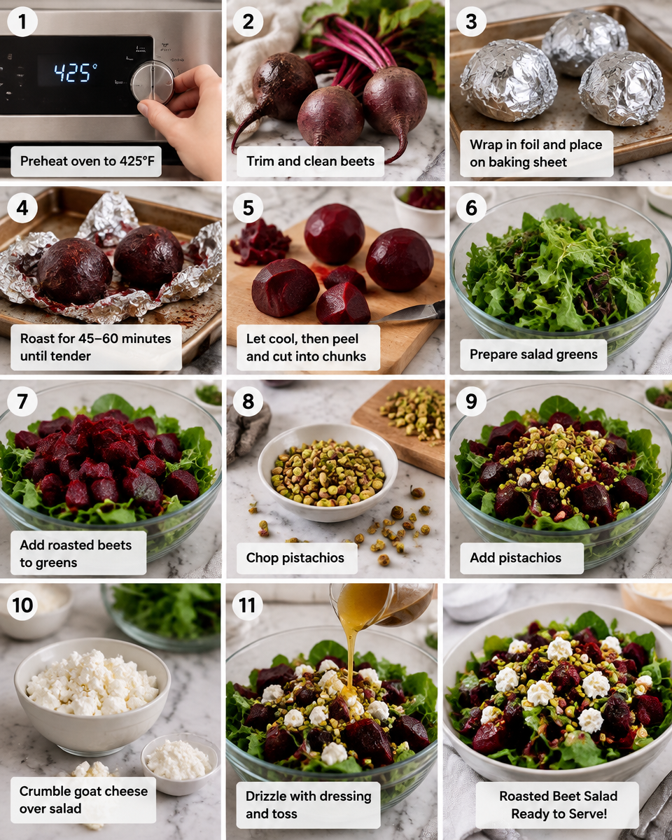 Roasted Beet Salad with Goat Cheese and Pistachios