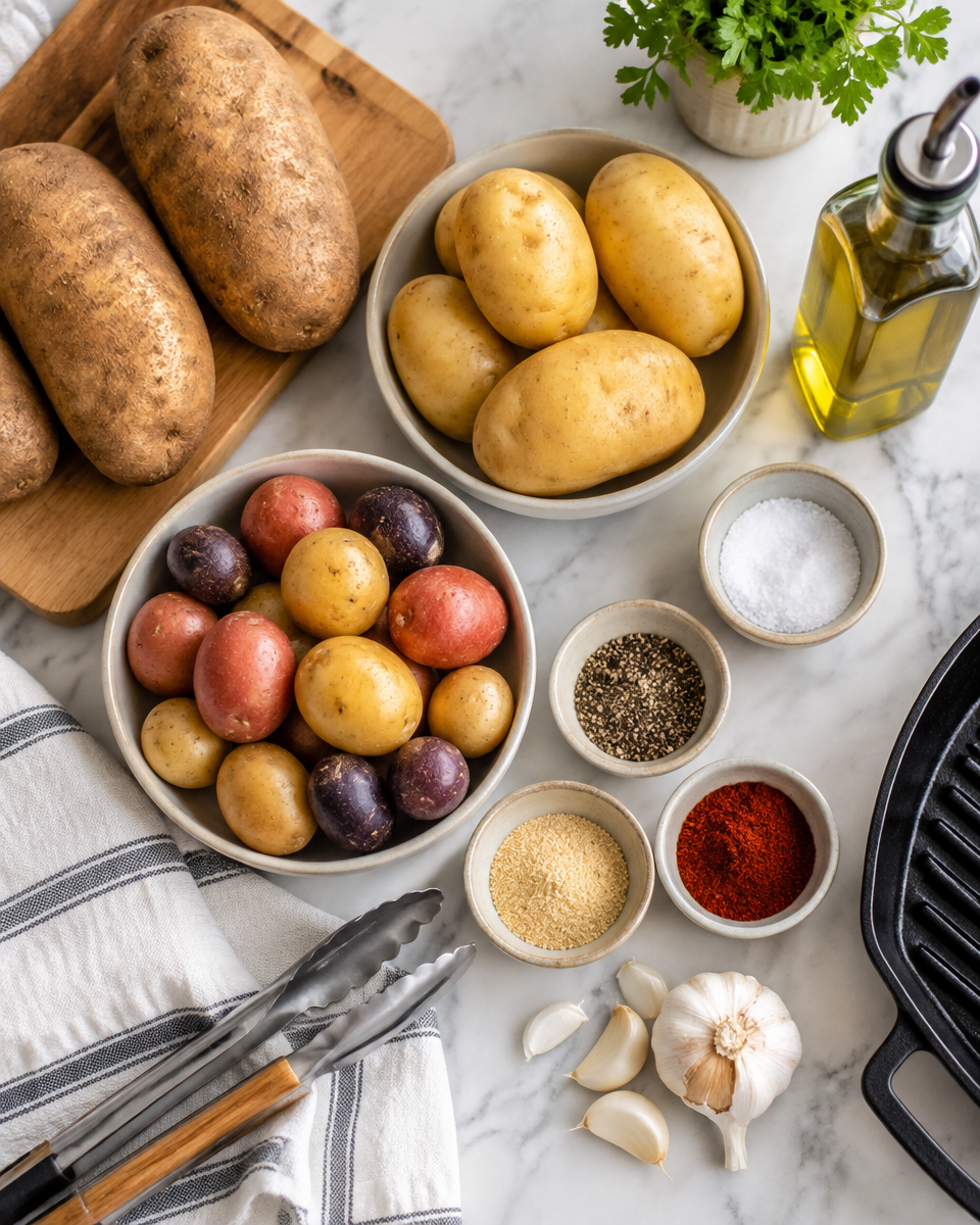 Easy Grilled Potatoes Recipe — Foil and Wedges