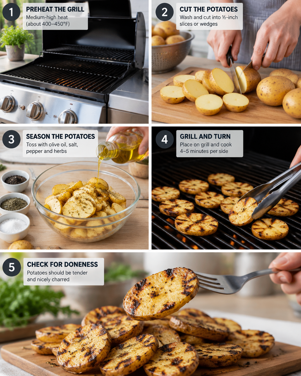 Easy Grilled Potatoes Recipe — Foil and Wedges