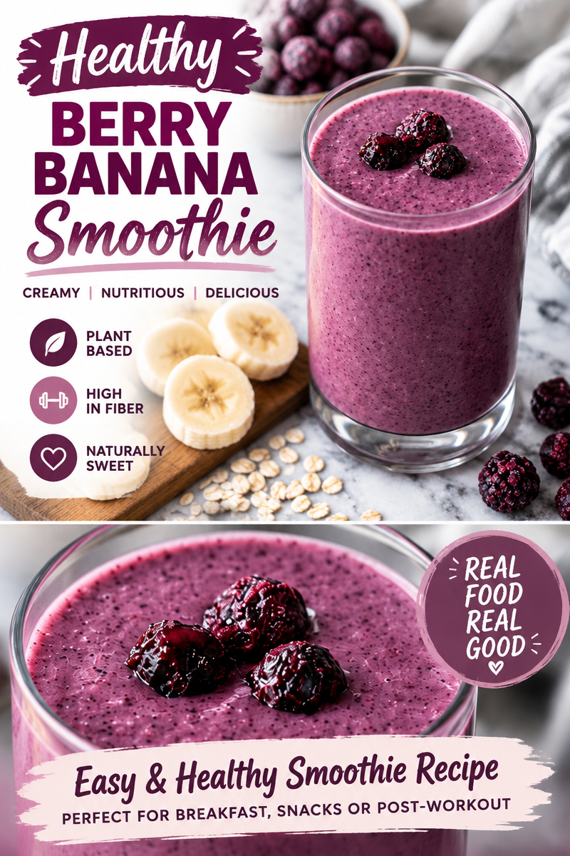 Easy Blueberry Banana Oatmeal Smoothie Recipe