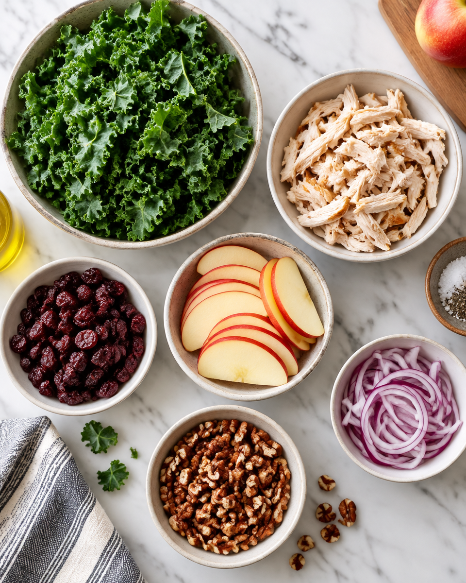 Easy Autumn Kale Salad with Chicken