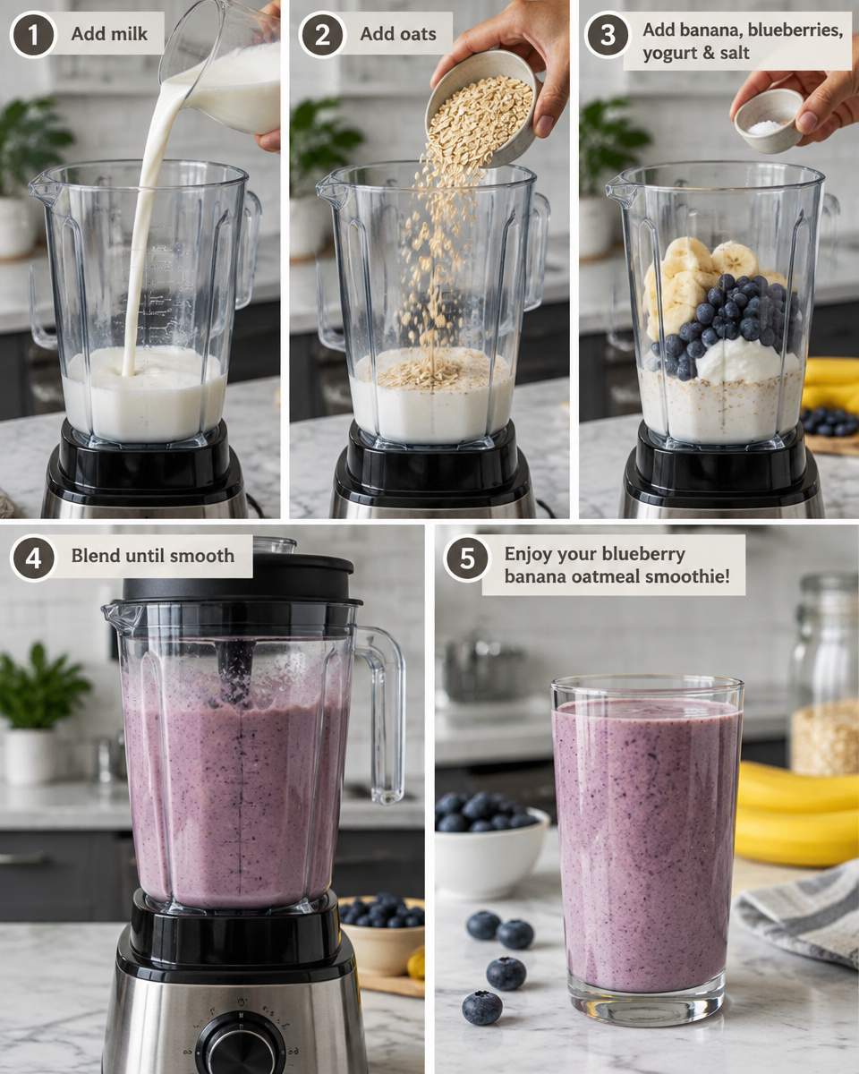 Easy Blueberry Banana Oatmeal Smoothie Recipe