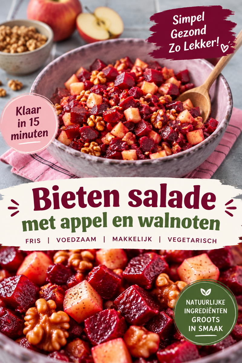 Rode Bietensalade met Appel, Walnoten en Balsamicodressing