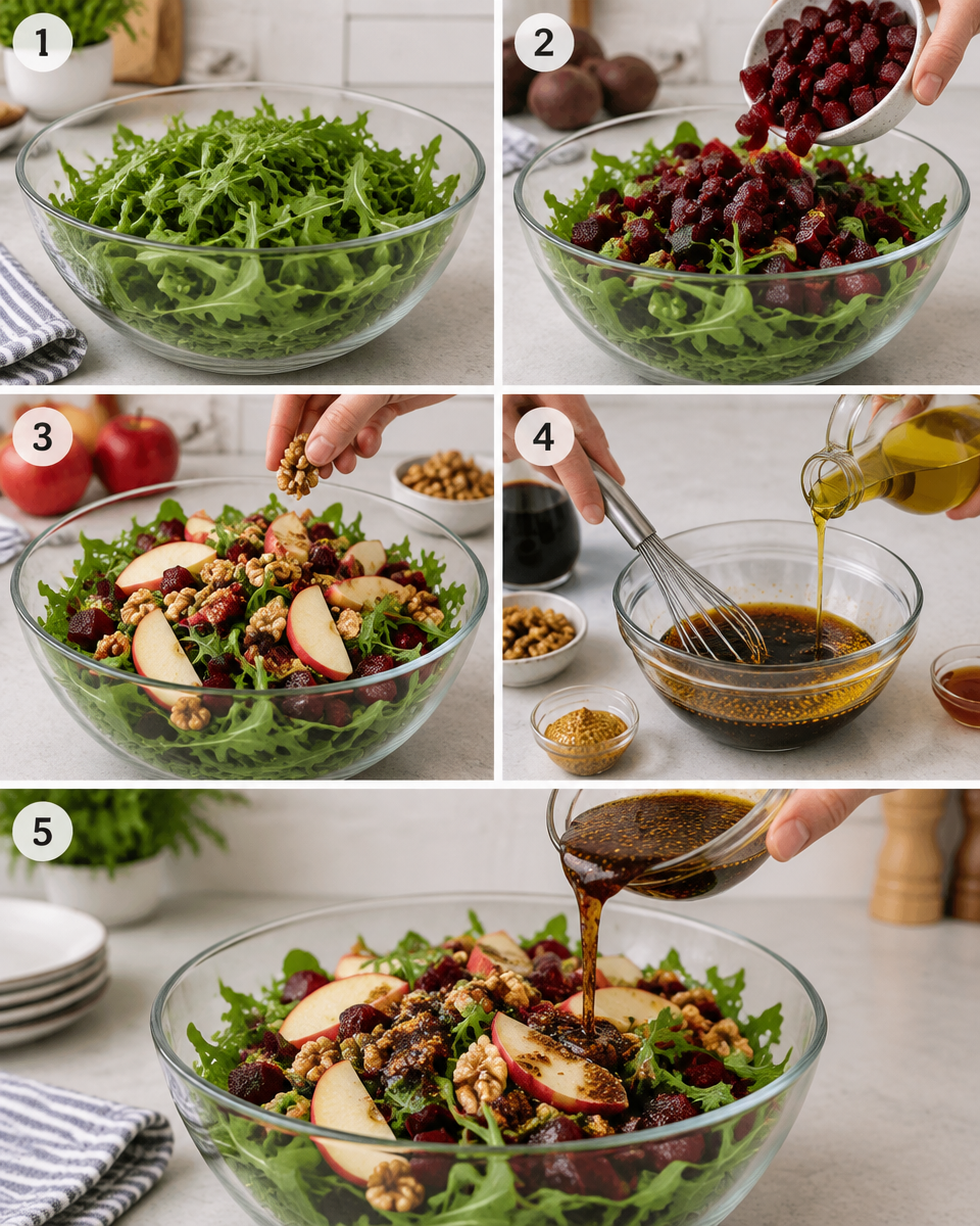 Rode Bietensalade met Appel, Walnoten en Balsamicodressing