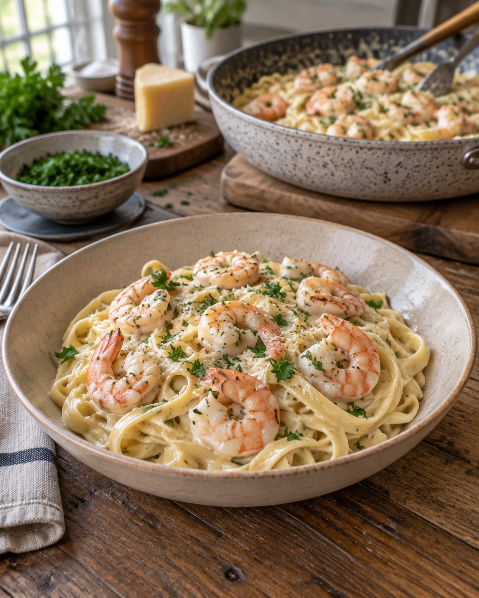 Shrimp Alfredo Stuffed Bell Peppers