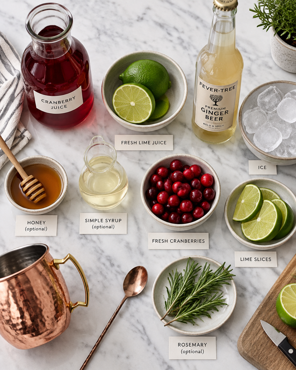 Easy Cranberry Mule Mocktail Recipe
