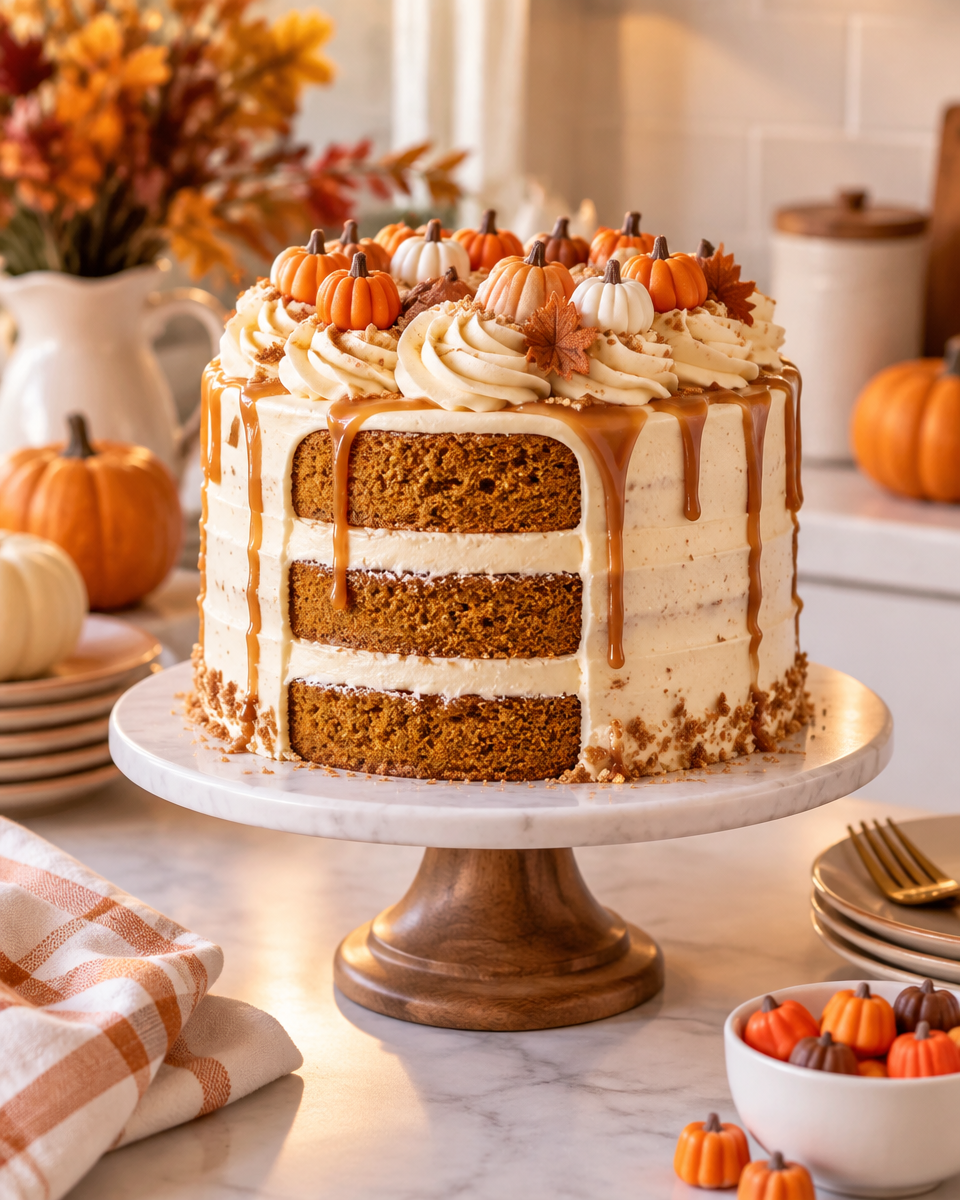 Easy Pumpkin Layer Cake with Cream Cheese Frosting