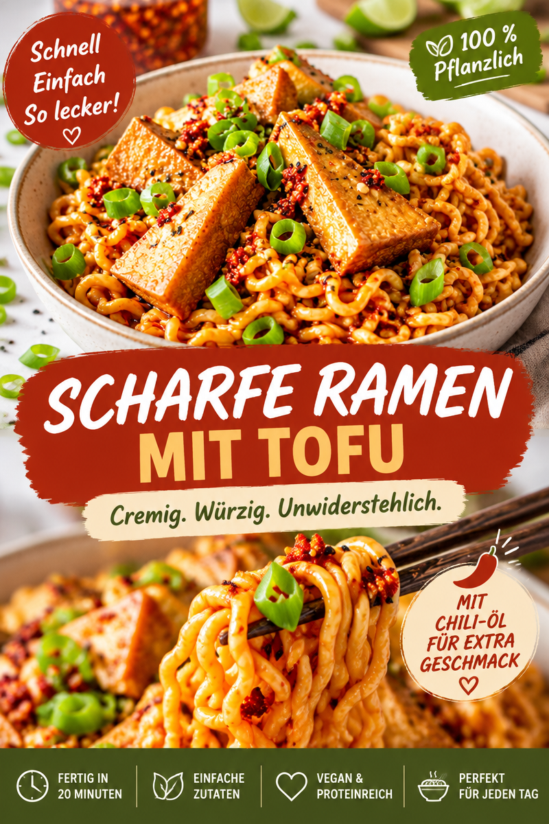 Schnelle Erdnussnudeln vegan mit frischem Gemüse und Tofu