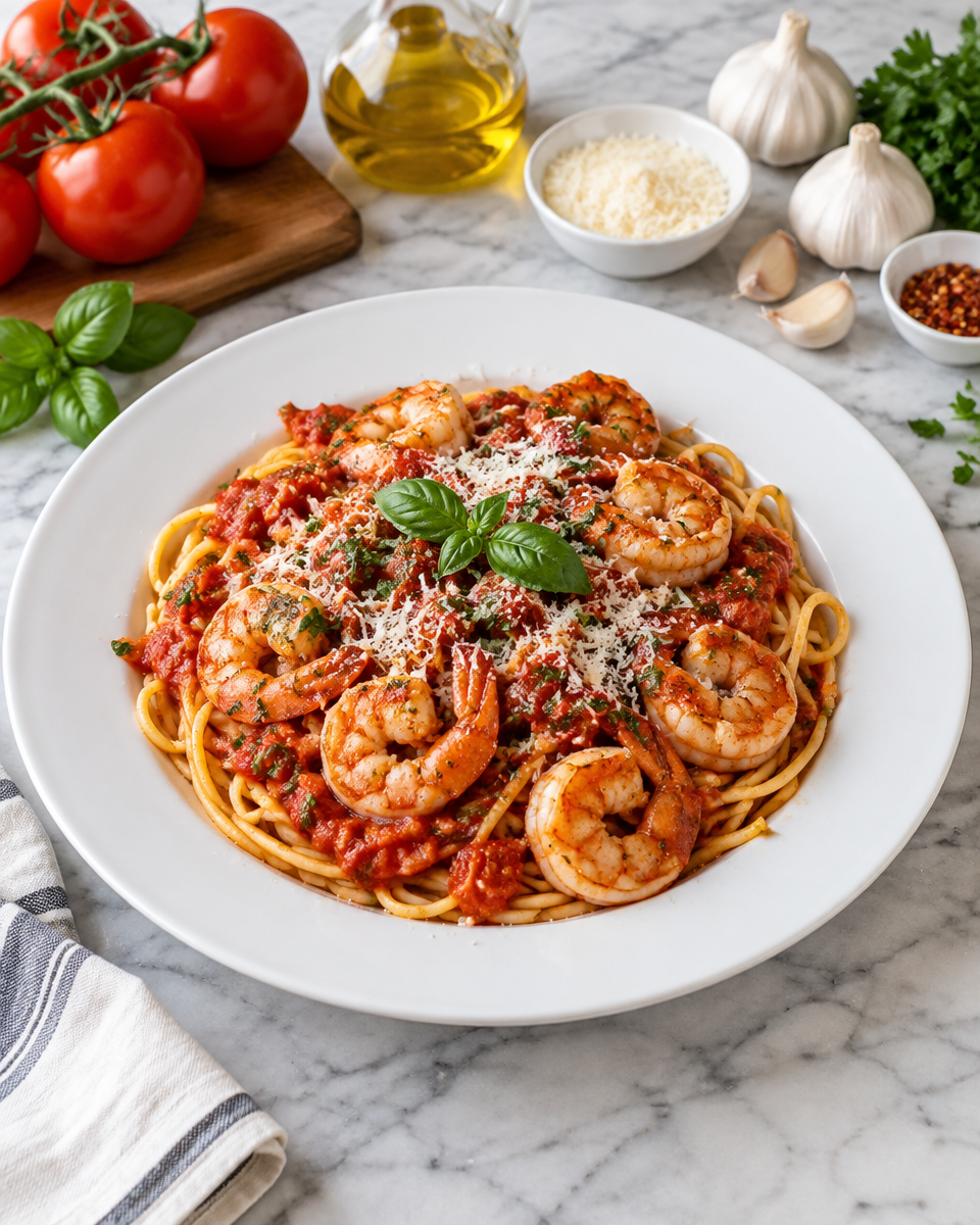 Easy Shrimp Spaghetti Marinara Recipe