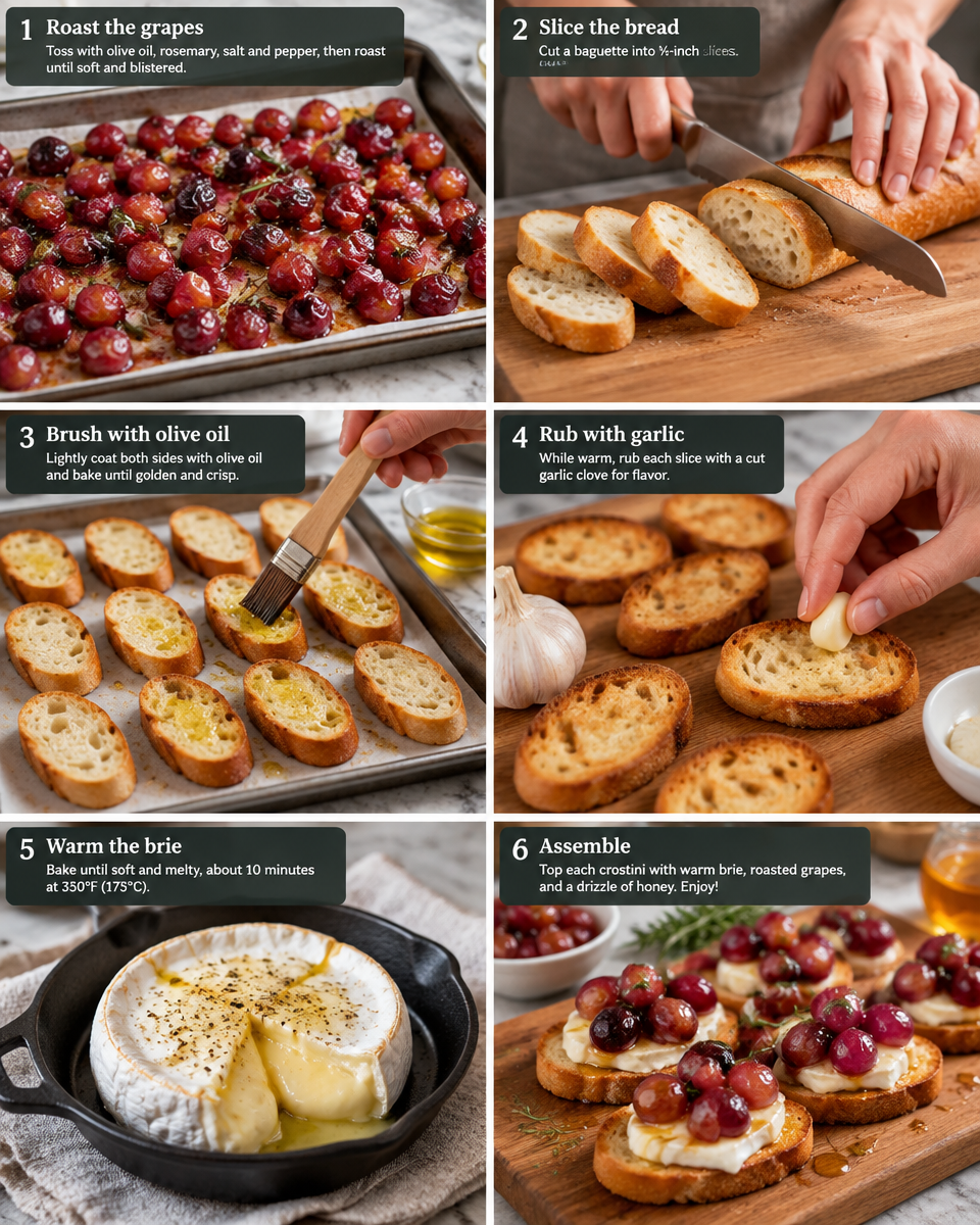 Easy Roasted Grape and Brie Crostini