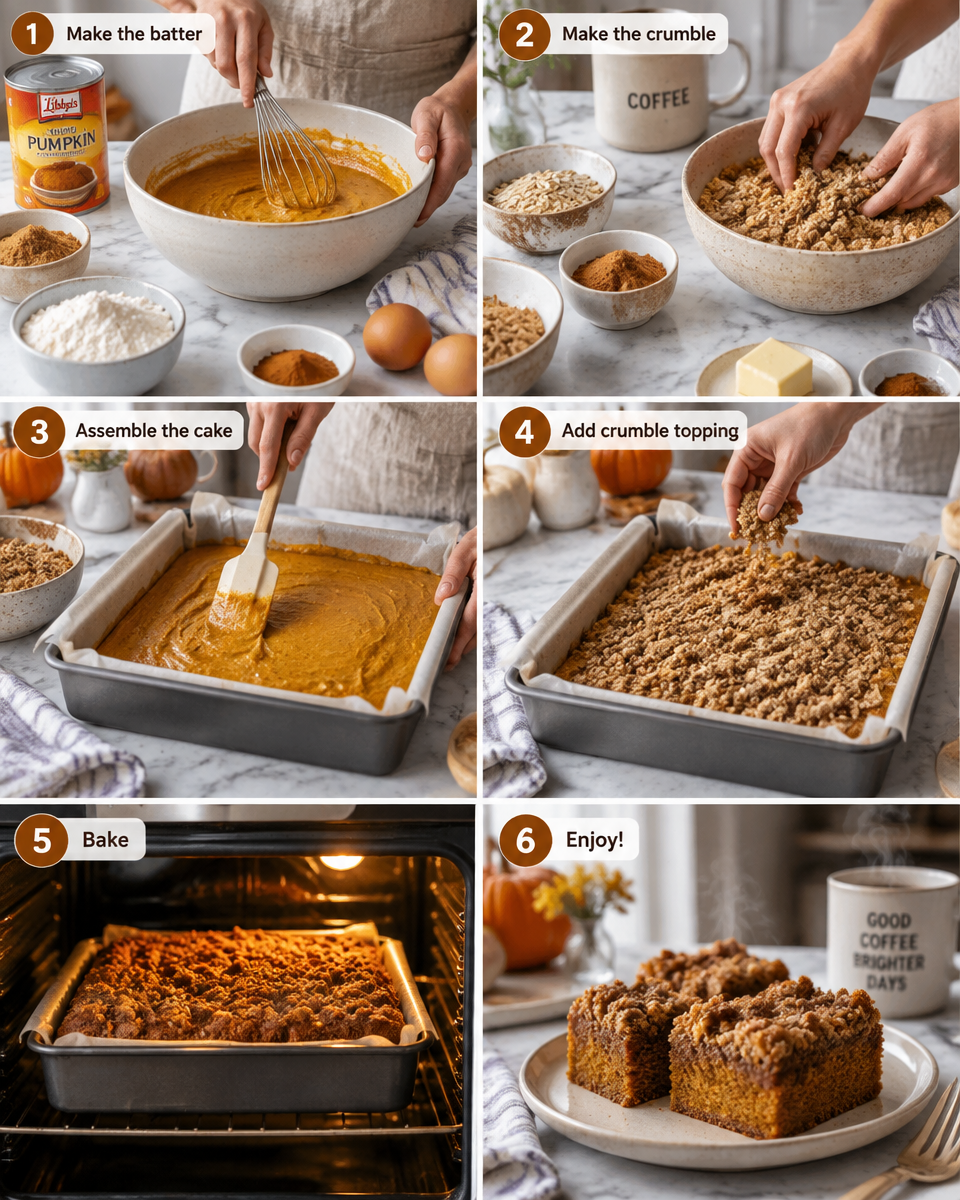 Gooey Pumpkin Coffee Crumble Cake Recipe