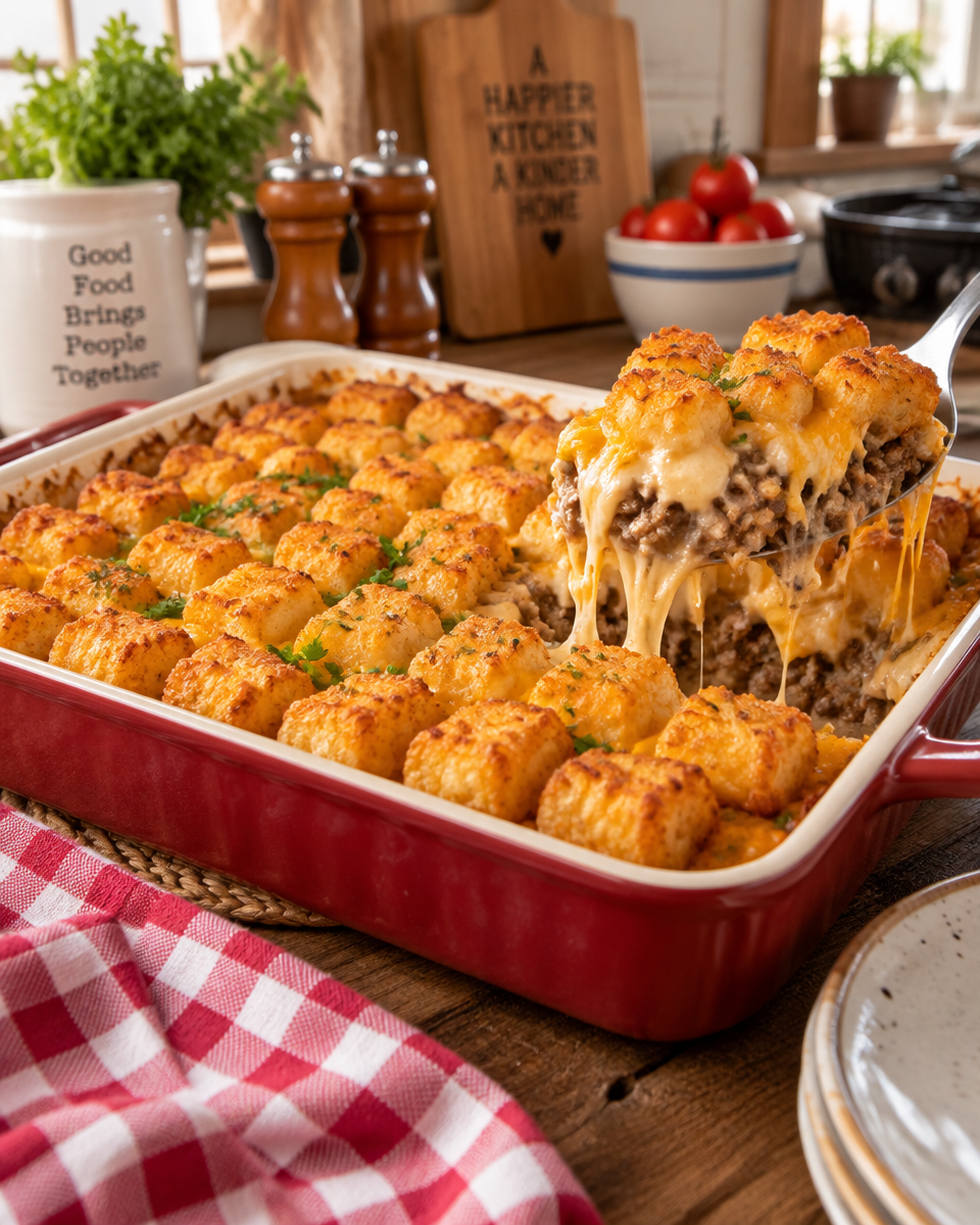 Easy Cheesy Tater Tot Casserole Recipe