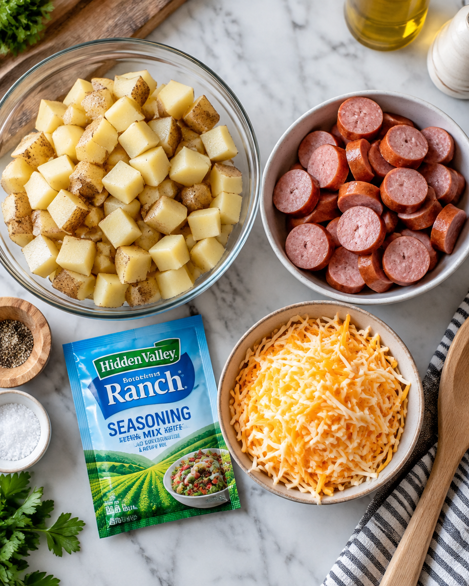 cheesy ranch potatoes and sausage