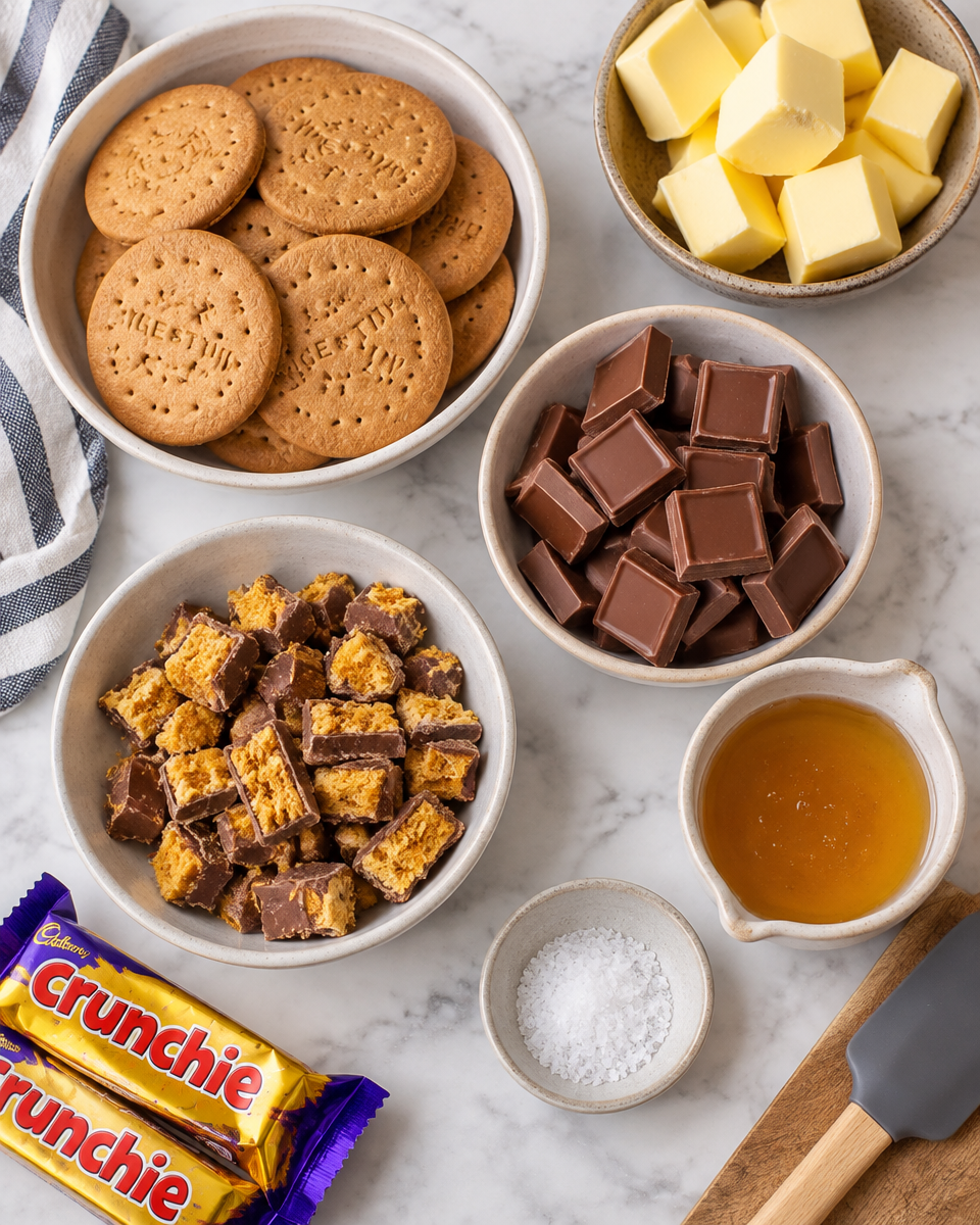 no bake crunchie slice