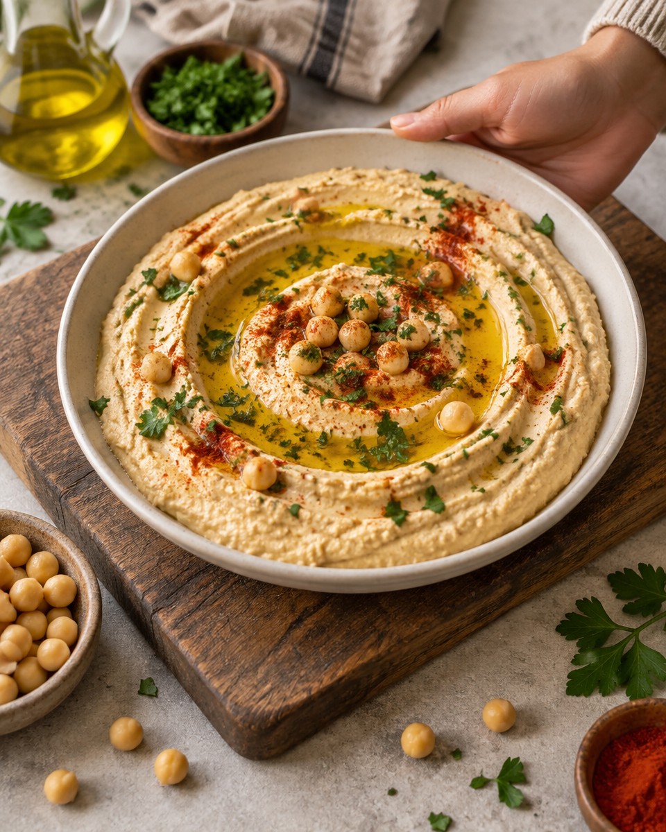 Hummus selber machen: Extra cremig und proteinreich mit Tahini und Kichererbsen