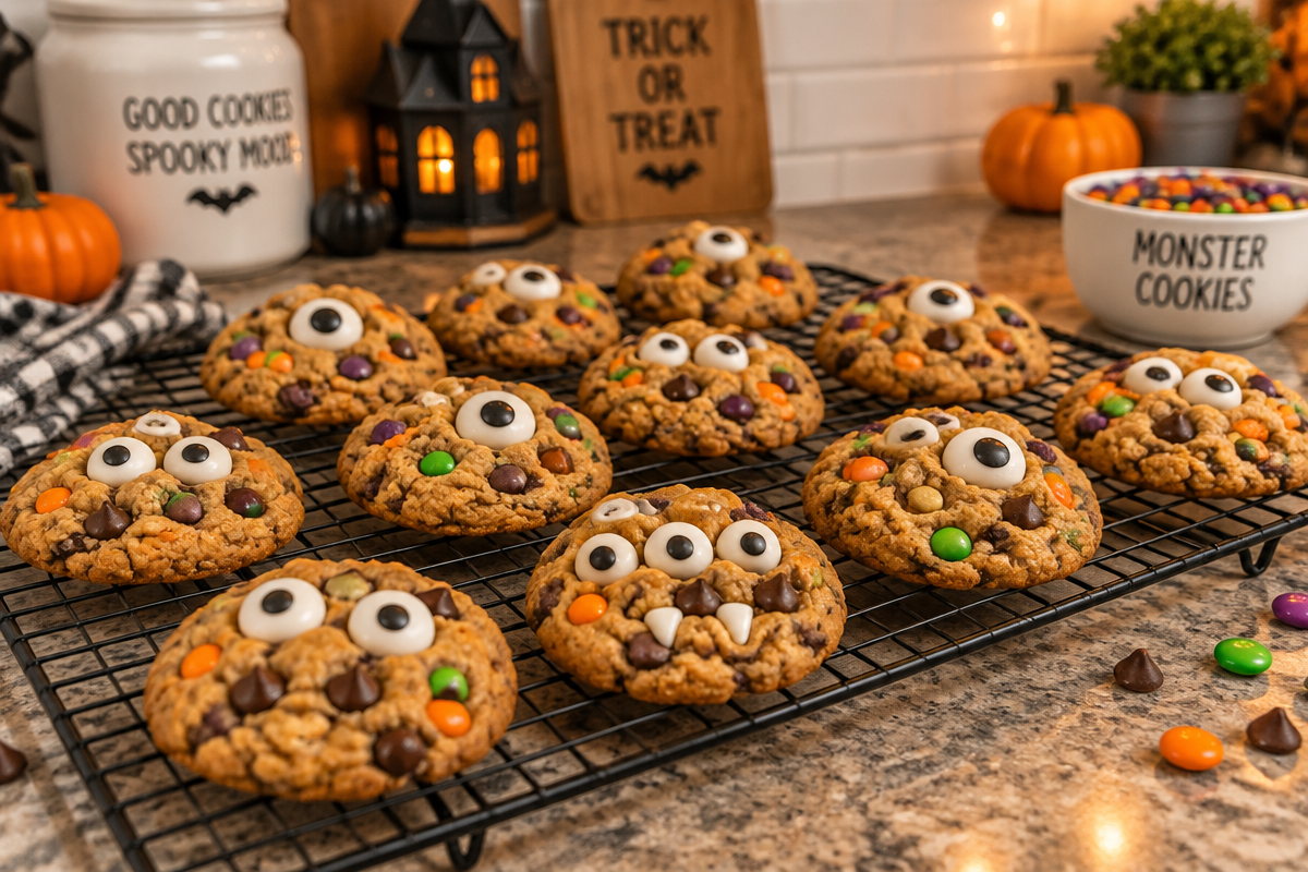 Spooky Glutenfreie Monster Cookies (Halloween-Edition) Recipe