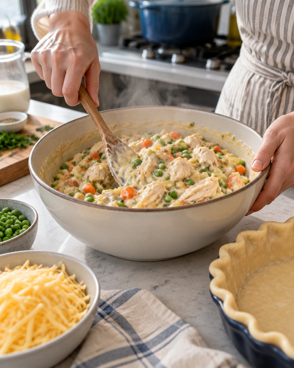 Easy Cheesy Chicken Pot Pie with Biscuits