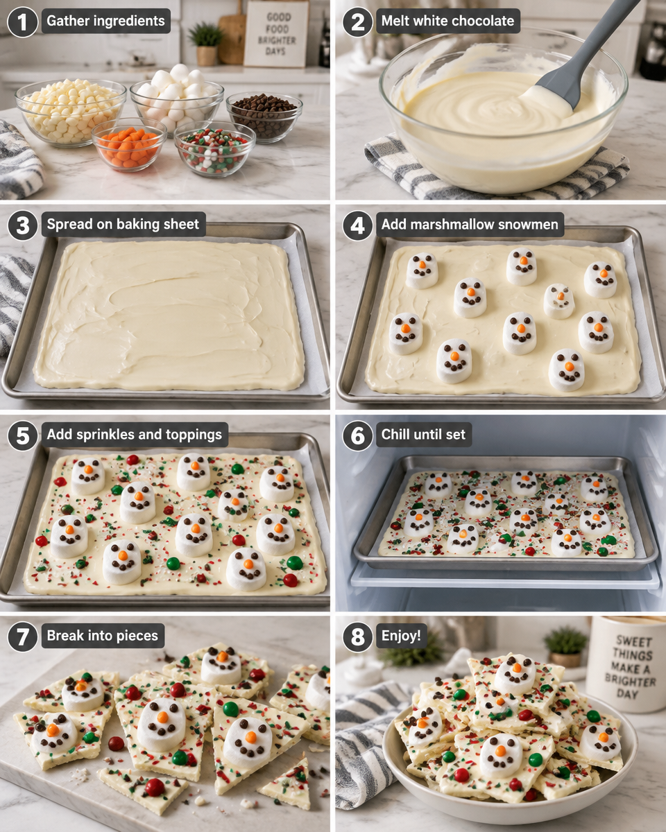 snowman chocolate bark