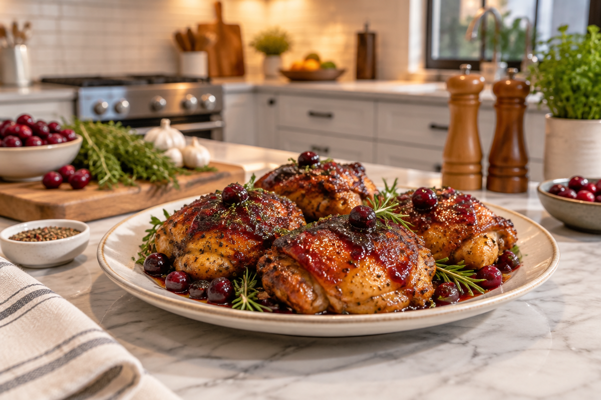 Crispy Cranberry Glazed Air Fryer Chicken Thighs in Minutes