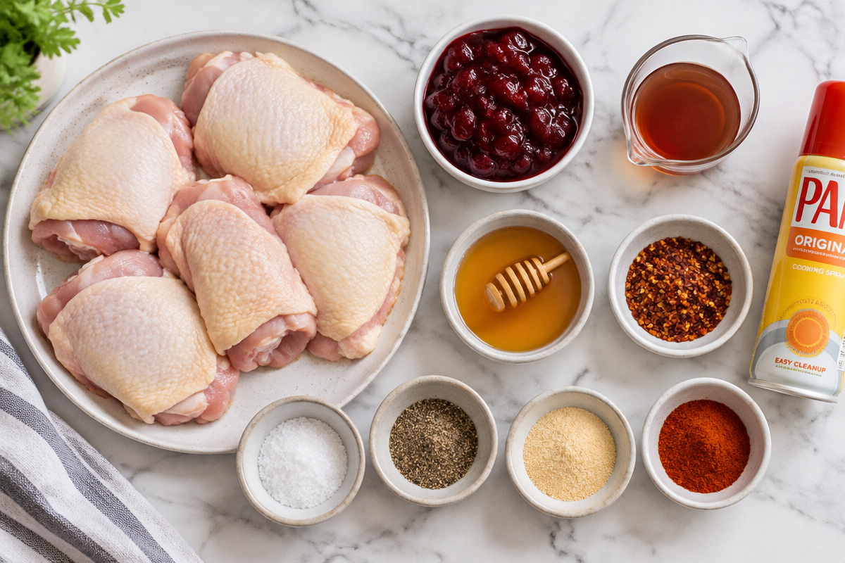 Cranberry Glazed Air Fryer Chicken Thighs