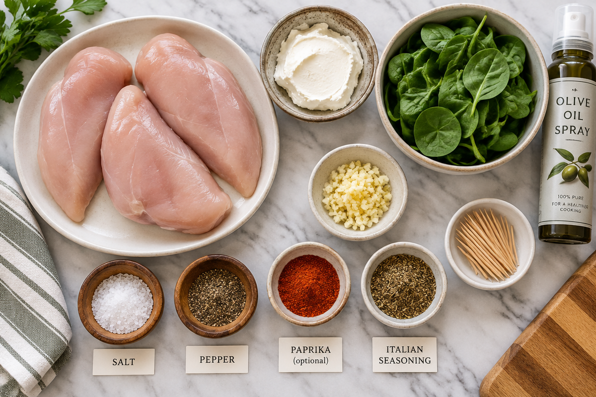 Air Fryer Stuffed Chicken Breast mit Spinat & Cream Cheese