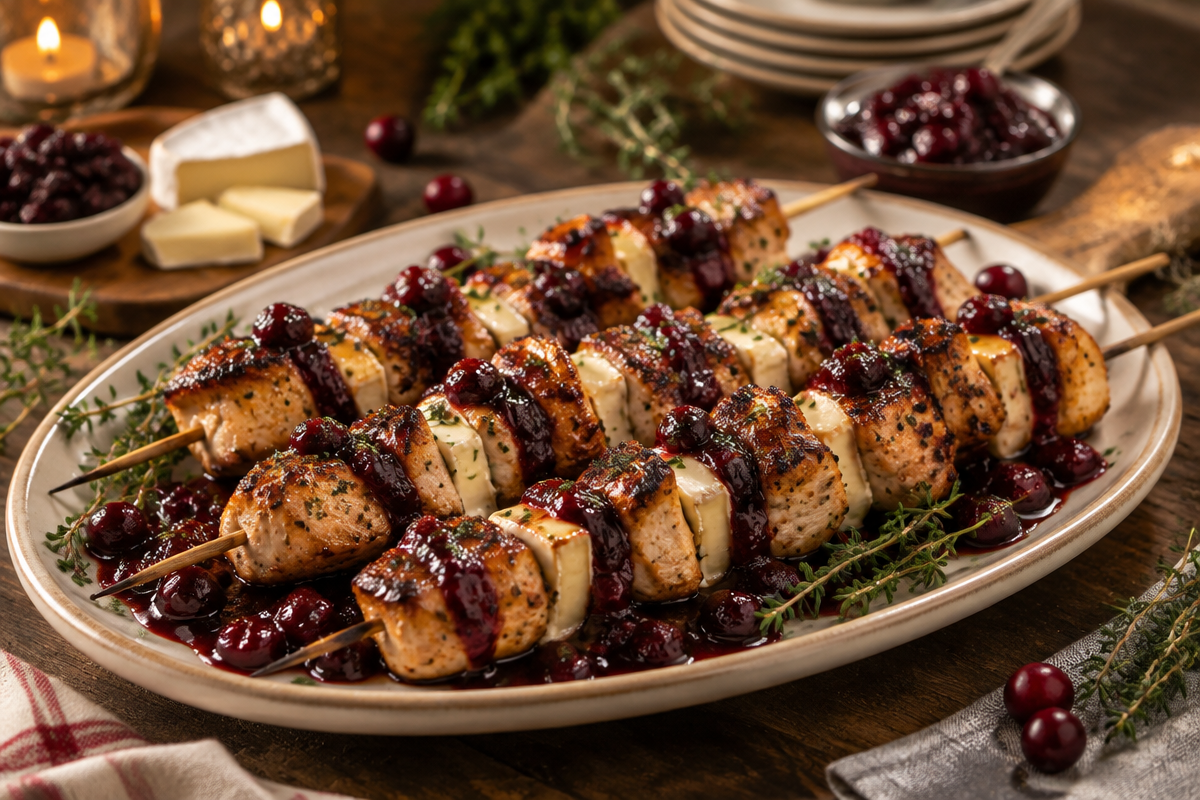 Delicious Cranberry Brie Chicken Skewers for Your Next BBQ