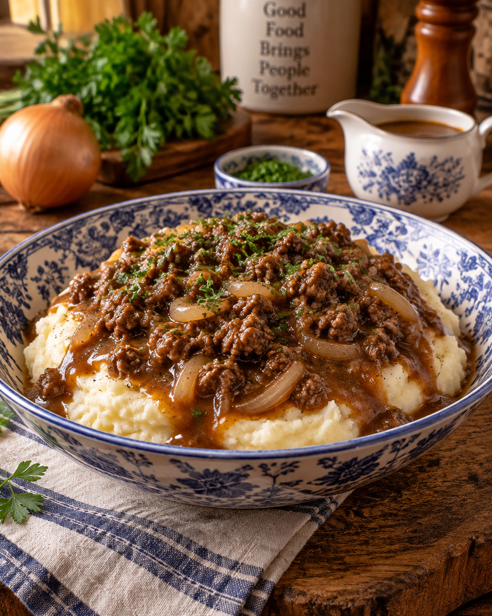 Easy Ground Beef and Gravy Over Mashed Potatoes