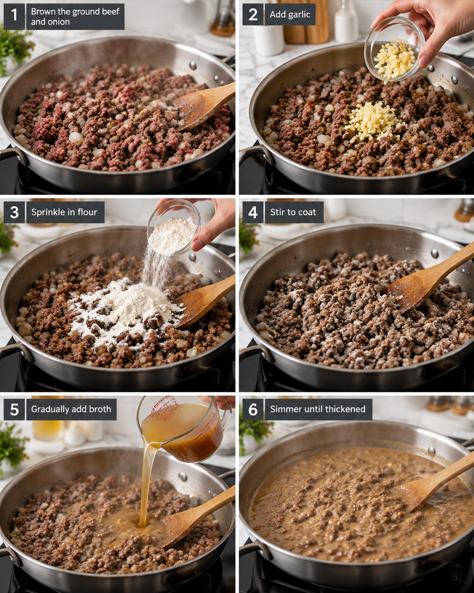 ground beef gravy over mashed potatoes