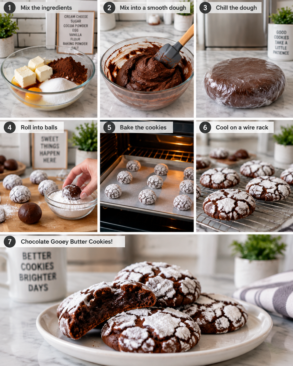 Easy Chocolate Gooey Butter Cookies Recipe