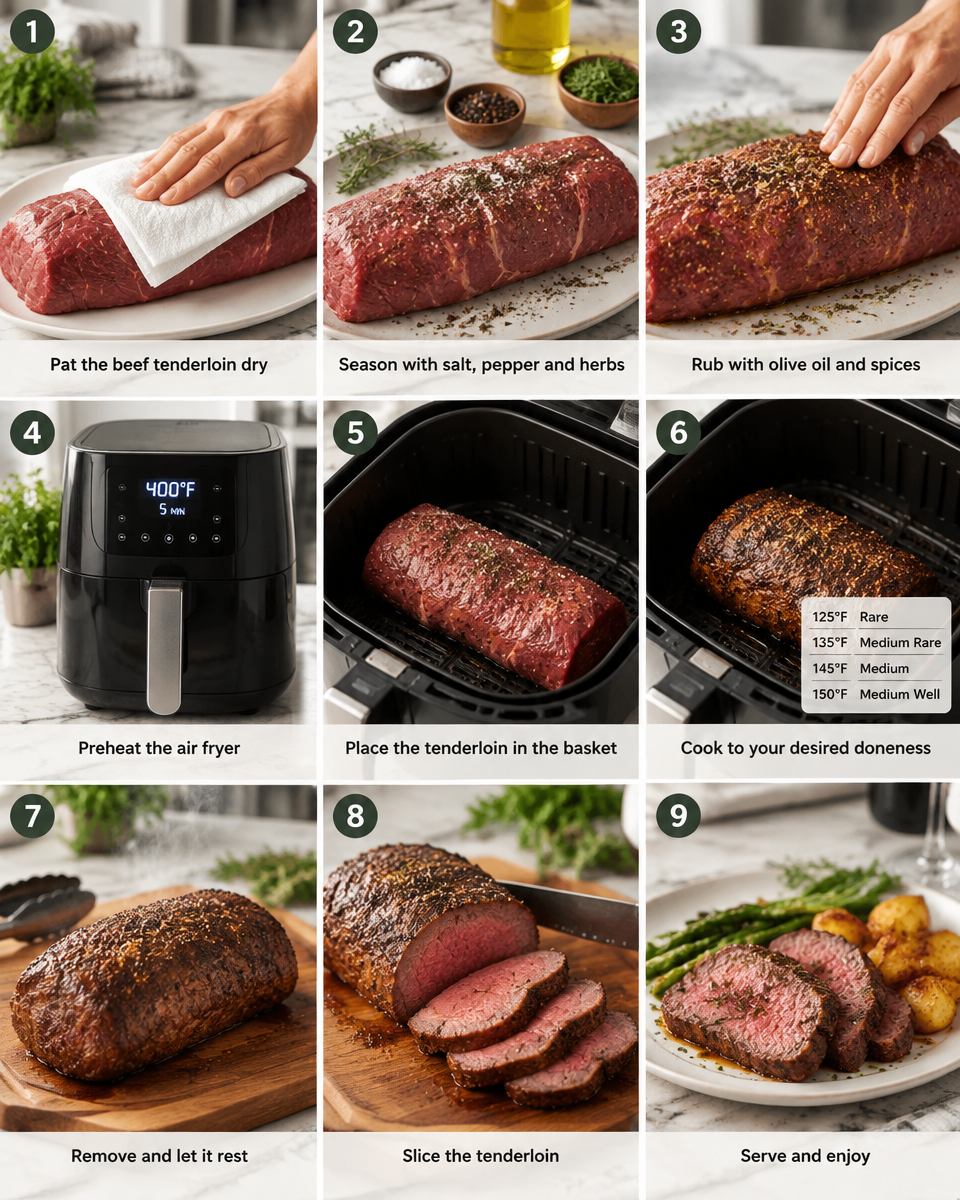 Easy Juicy Air Fryer Beef Tenderloin Recipe