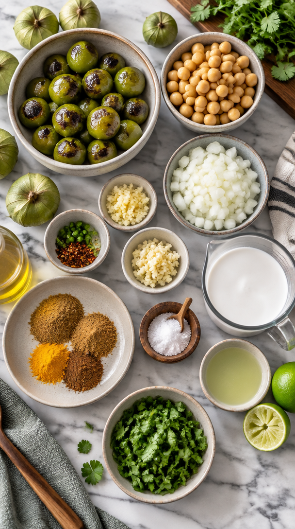 Roasted Tomatillos Chickpea Curry