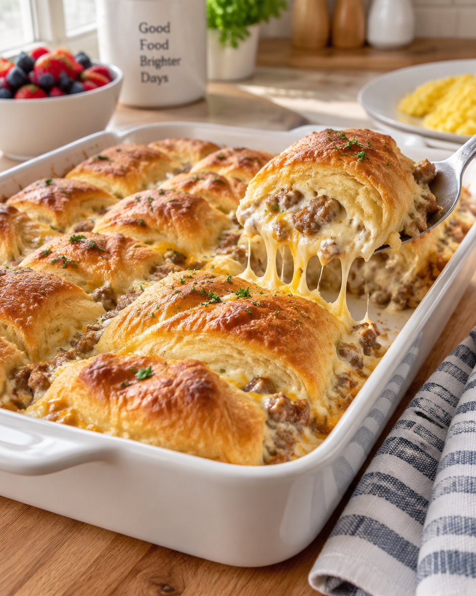 Easy Sausage Cream Cheese Crescent Roll Bake