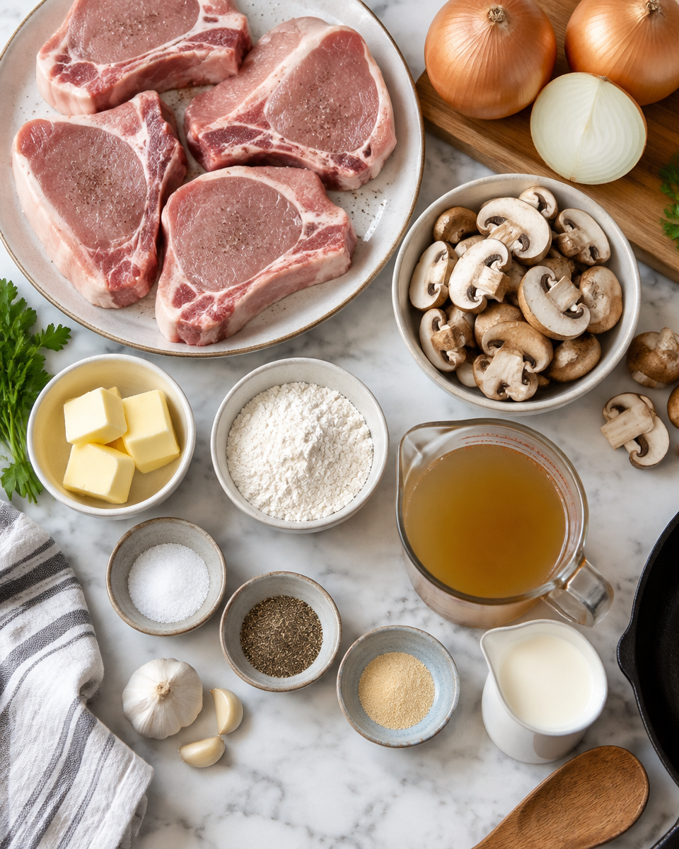 pork chops with mushroom gravy