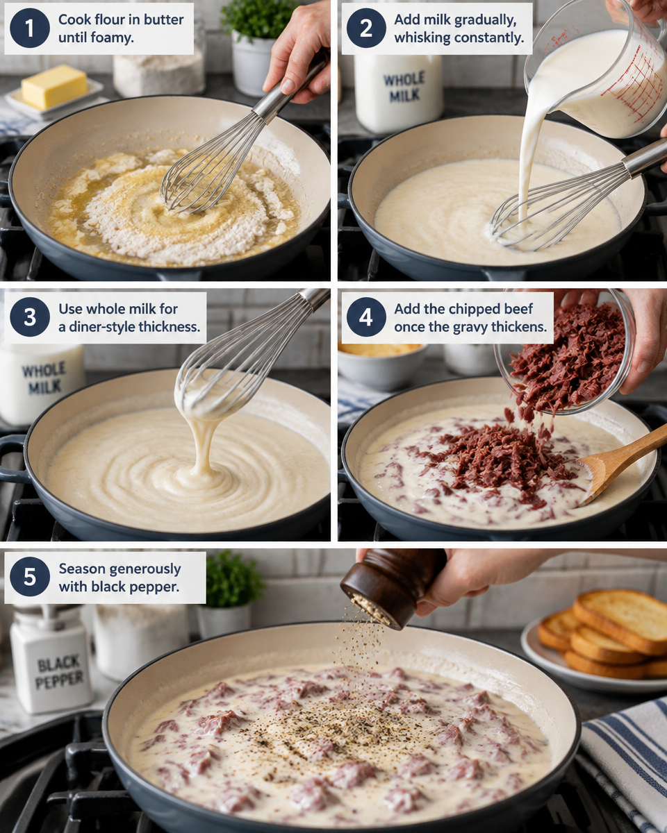 Easy Creamed Chipped Beef on Toast Recipe